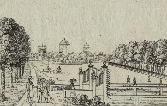 LEIPZIG - Nonnenmühle und Wasserkunst - Umrissradierung um 1840