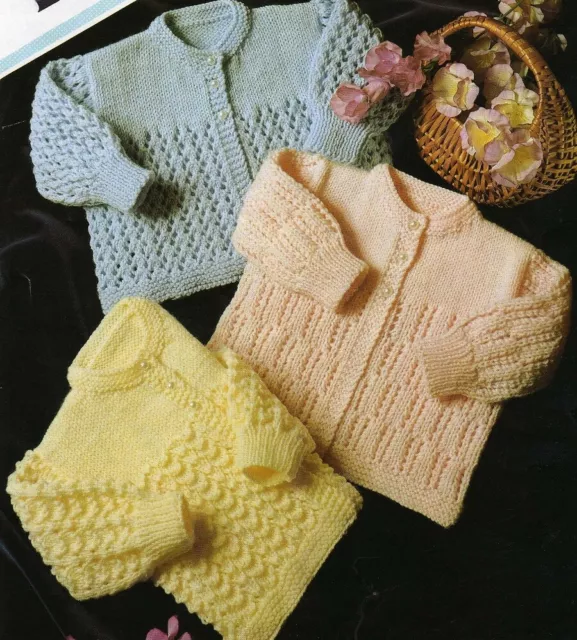 Baby Knitting Pattern copy 3 Gorgeous Lacy Style Matinee Jackets in DK