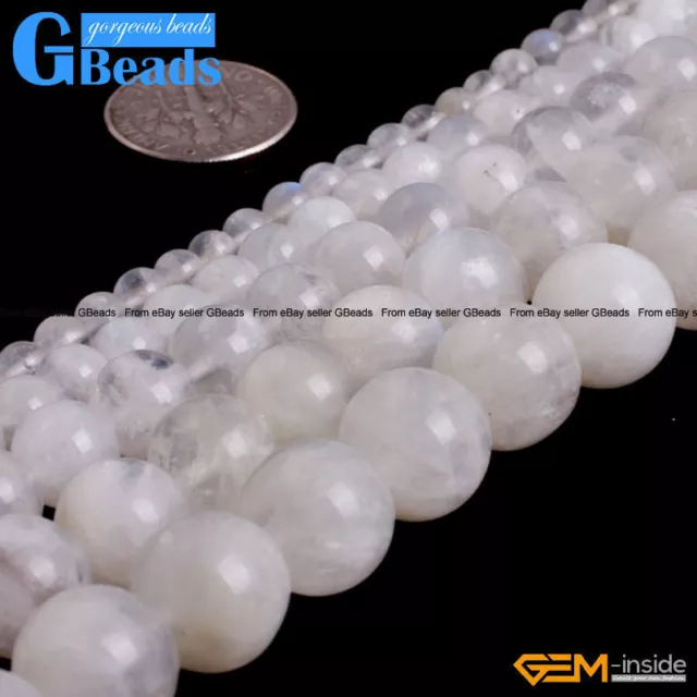 Natural Genuine AAA Grade Blue Rainbow Moonstone Round Beads For Jewelry Making