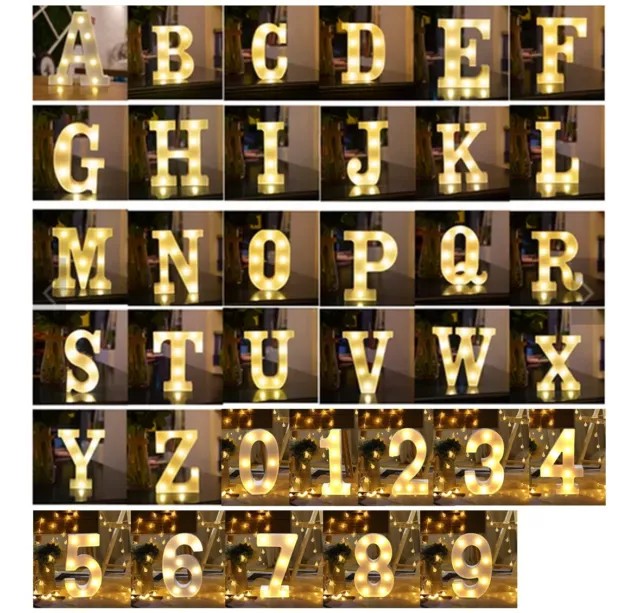 Light Up 3D LED 22cm Letters & Numbers Party Birthday Wedding Battery Operated