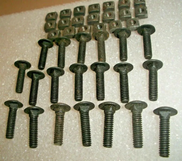 16 - New-Old Stock, 1/4" X 1 1/2" Long, Black Steel Carriage Bolts & Square Nuts