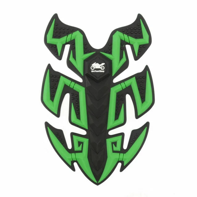 1x Rubber Motor Sport Bike Gas Oil Tank Pad Protector Fish Bone Sticker Grn A