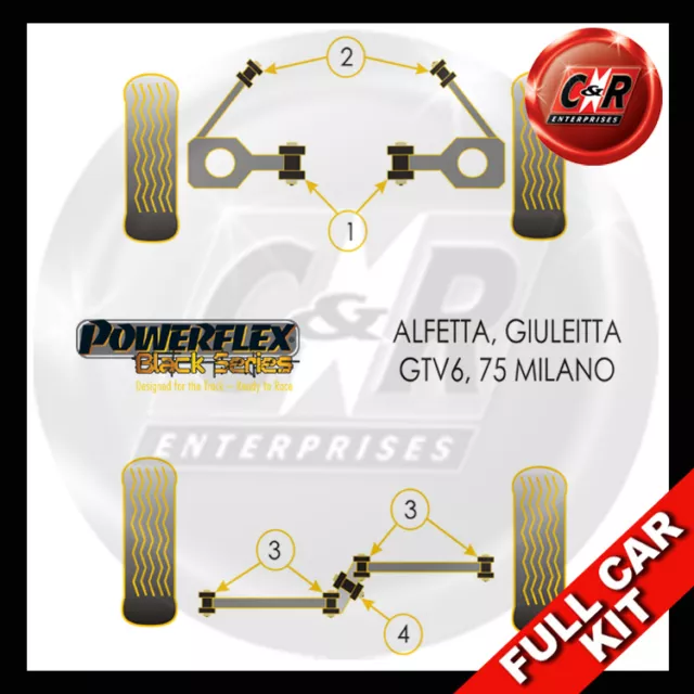 Powerflex Black Complete Bush Kit Fits Alfa Romeo Alfetta