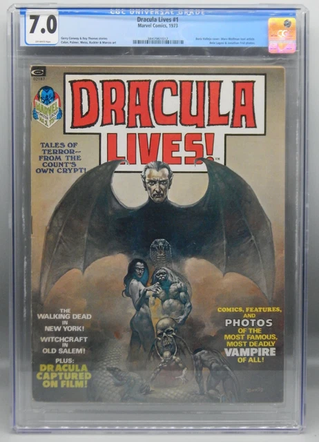 CGC 7.0 Marvel Comics DRACULA LIVES #1 Vampire BORIS VALLEJO Bela Lugosi KEY !!!