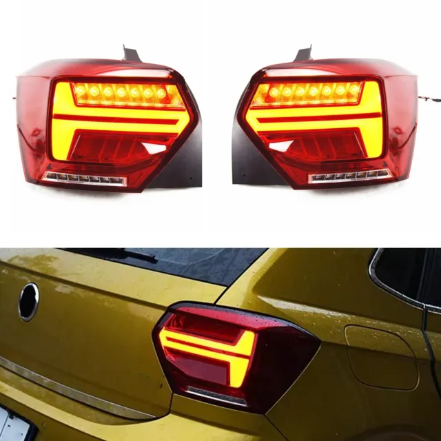 2x Car Red LED Taillight Lamp Assembly For Volkswagen Polo 2011-2017 Left+Right
