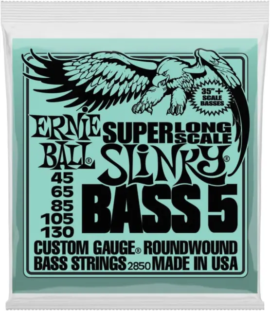 Ernie Ball 5-String Super Long Scale Slinky Nickel Wound Bass Guitar Strings,