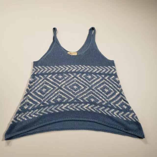 Hollister Tank Womens S Small Blue Cami Geometric Scoop Neck Sleeveless Knit Top