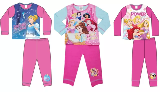 Girls Disney Princess Pyjamas Belle Cinderella Rapunzel Snow 18 Mths-10 Yrs