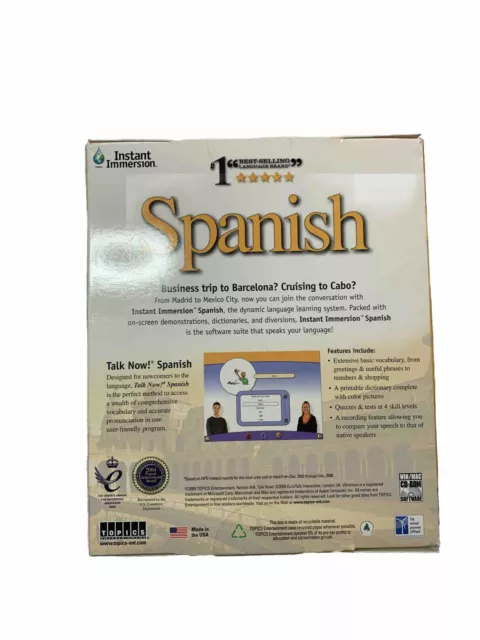 Instant Immersion Spanish 2 PC mac CD-Rom Windows Language Educational Software 2