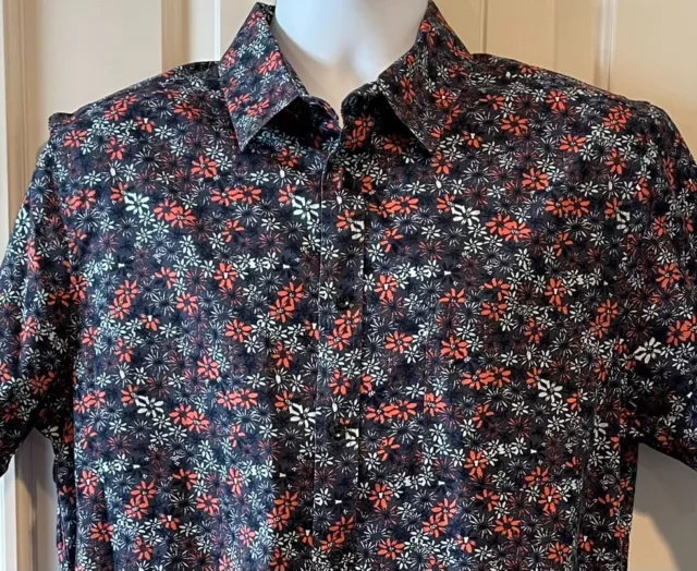 Goodfellow Multicolor Floral Cotton Northrop Short Sleeve Shirt - Large Slim Fit 2