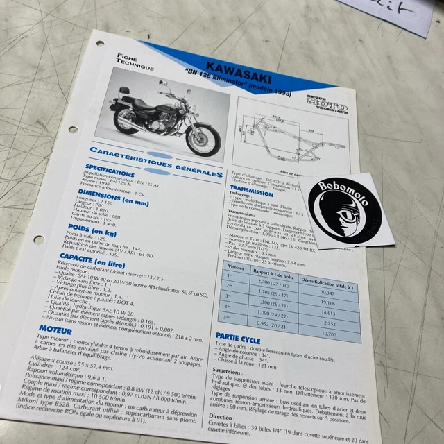 Kawasaki BN125 Eliminator Bn 125 1998 Scheda Tecnica Motocicletta Pistone BN125A