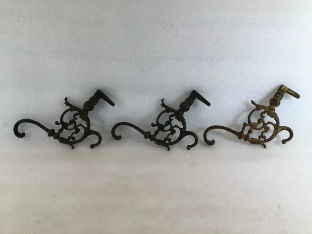 Vintage 3 Ornate Metal Wall Hook/Hanger for Planter/Oil Lamp