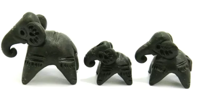 Cute Miniature Elephants, Set of 3 Ceramic/Resin Hand Sculpted Figurines