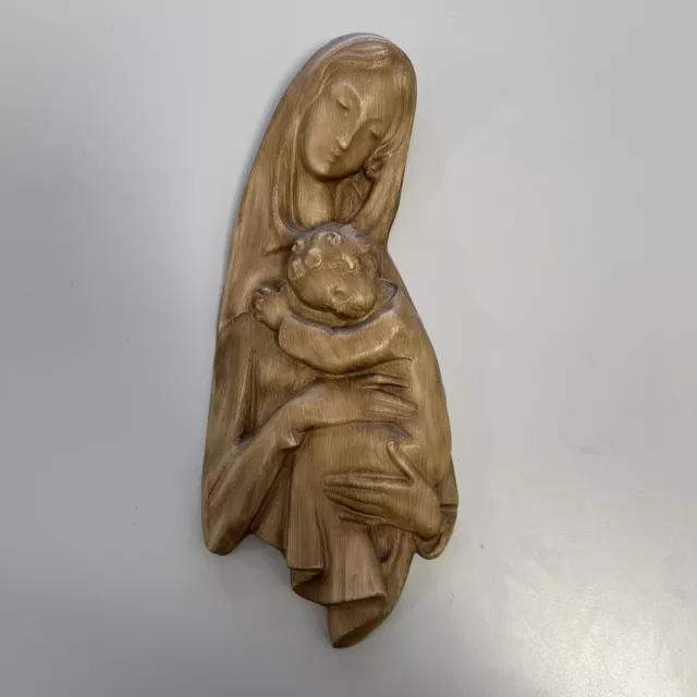 Madonna mit Kind handgeschnitztes Holzrelief