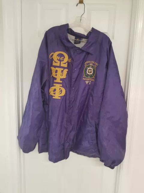 Omega Psi Phi Fraternity Mens Purple Satin Jacket 6X