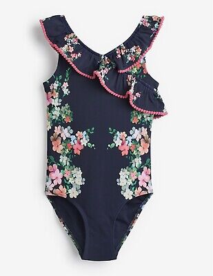 BNWT Girls Ted Baker Navy Floral Swimsuit Swimwear Frill Age 11 Years