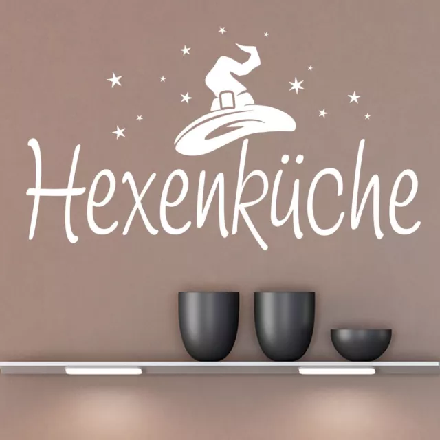 Wandtattoo Hexenküche mit Zauberhut und Sterne Küchendeko KLEBEHELD®