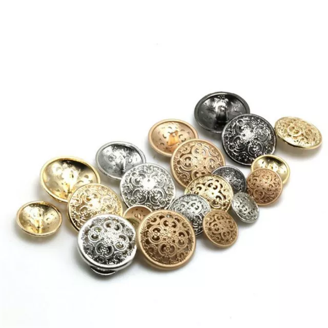 10Pcs Vintage Hollow Carved Sewing Clothes Coat Flower Metal Shank Buttons DIY