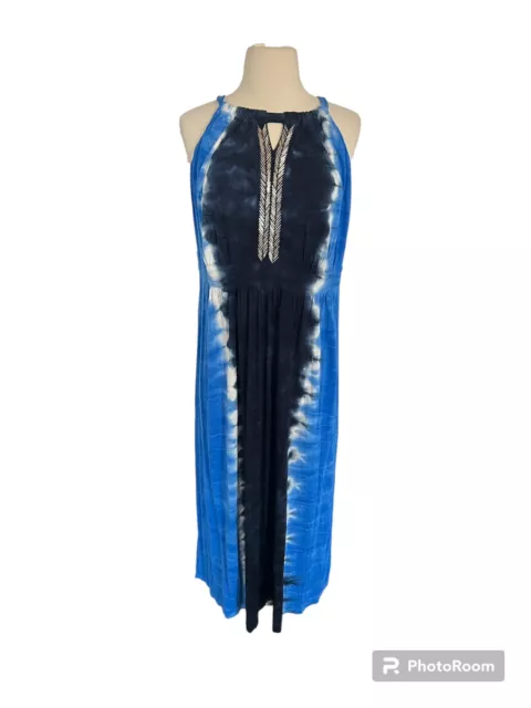 INC International Concepts Women’s Maxi Blue Tie Dye Dress Size 1X