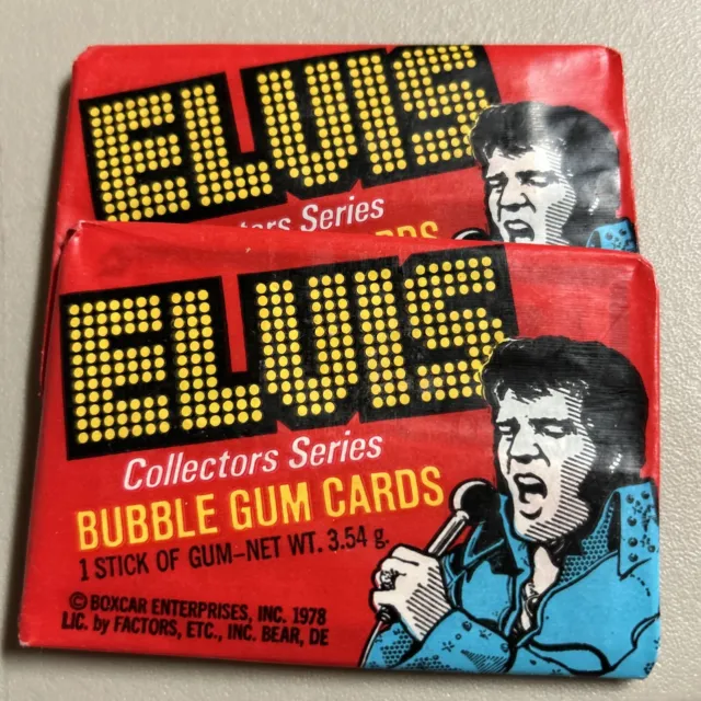 Set Of Two Unopened Elvis Collectors Series Bubble Gum Cards (Boxcar 1978)