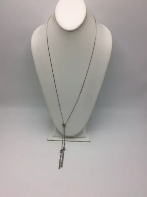 $68 Vince camuto  silver tone crystal accented drop  pendant necklace VC1