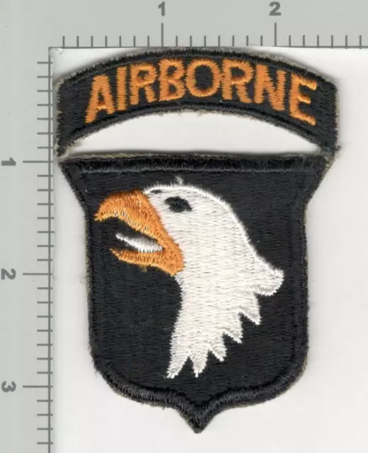 WW2 US Army 101st Airborne Division White Tongue Patch & Tab Inv# K2991