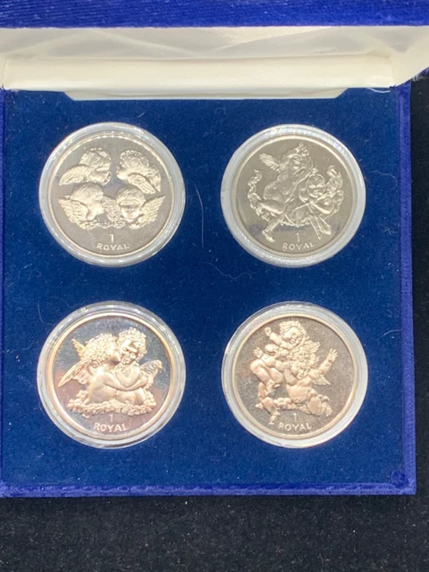 Gibraltar 4 Coin Set - Cherubs - One Crown Coins - Proof 1998-2001
