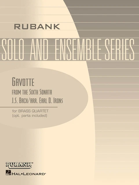 Bach Gavotte from Sixth Sonata for Brass Quartet Contest Sheet Music Rubank Book