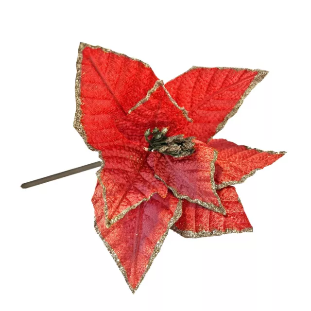 Christmas Poinsettia 27cm Artificial Flower Stem Tree Decoration - Choose Colour