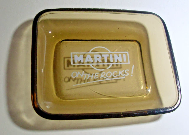 Grand cendrier carré M&R Martini de bistrot vintage en verre brun – Le Sélectionneur - Brocante en ligne