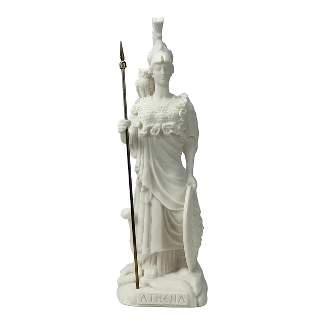Statue Déesse Athéna Minerve – Sculpture Grecque En Albâtre – 19 Cm – Main Faite En Grèce