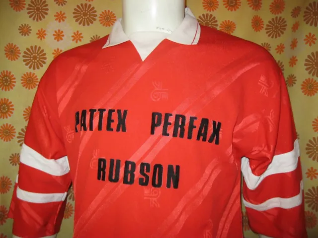 Vintage 90s Ancien MAILLOT de FOOTBALL PATTEX PERFAX RUBSON #14 ROUGE Foot Shirt