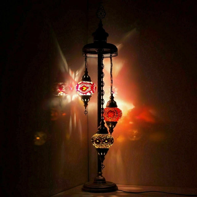 Lampe De Table en Mosaïque Turque De 10 Marrakech Lampes De Bureau Décoratives en Verre Coloré À La Main Lanterne Marocaine Veilleuse pour Chevet, Commode, Salon,A