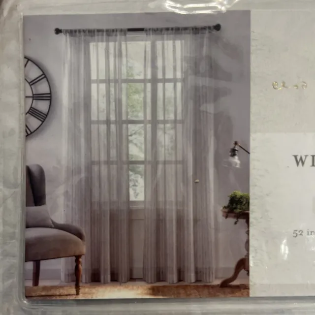 Elegance 2-PC Sheer Voile Window Curtains Drapes 52x 84" Long Rod Pocket Solid
