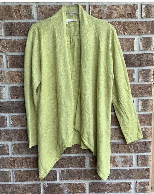 Eileen Fisher Womens Open Front Cardigan Sweater Linen Cotton Sz Large
