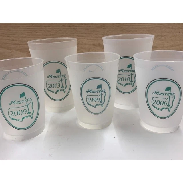 Lot of 5 Official Masters Plastic Reusable Cups Frosted Assorted Years