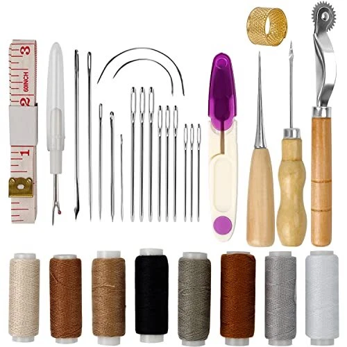 CHSEROK kit Reparation Cuir, 31 Pièces Outils de Couture en Cuir, Ensemble D'out