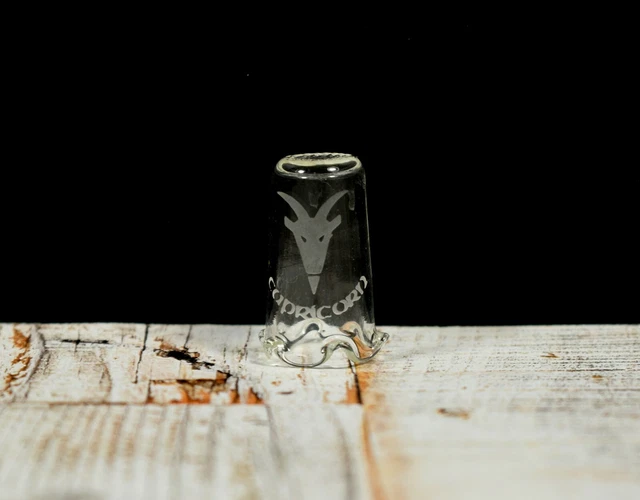 Lovely Etched Glass Capricorn Thimble