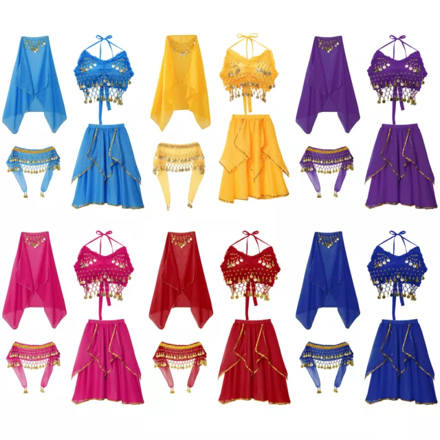 Kids Girls Belly Dance Outfit Dress Up Halloween Costume Carnival Lace-up Back