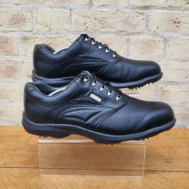 FootJoy AQL Golf Shoes Mens UK 11 Wide Fit Black Leather Soft Spike Cleats