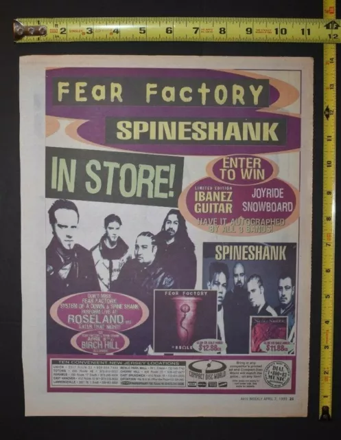 Fear Factory 1999 Instore/CD/Concert Ad Obsolete Spineshank NYC NJ