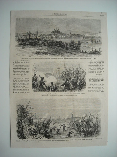 Gravure 1866. Vue Generale D’olmutz. Cochinchine, Attaque Et Prise De Dong-Ta...