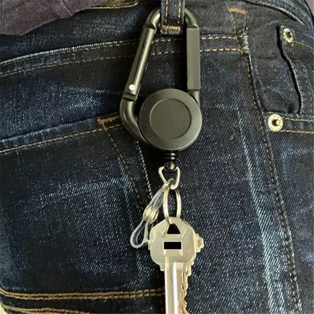 D Card Key Chain Lanyard Clip Keyring Retractable Tag Badge Belt Rope Holder