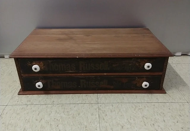 Vintage Thomas Russell Wooden Salesman Sample Seed Cabinet with Drawers