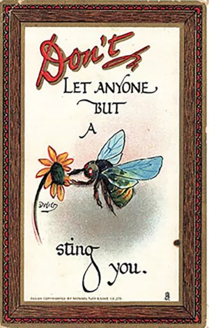 Early Humorous A/S Dwig Postcard DONT LET ANYONE BUT A BEE STING YOU, Tuck #165