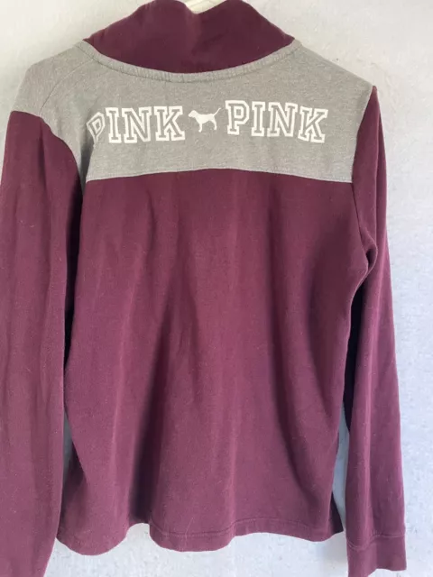 Victoria Secret PINK Sweatshirt S Logo Pullover Cowl Neck Fleece half zip womens