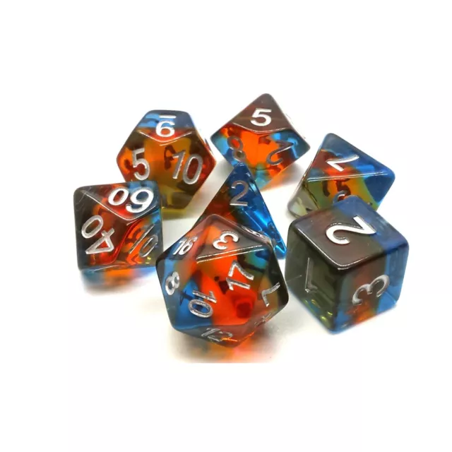 Old School Dice Gradient Dice Poly Set Psychedelic Trip w/Silver (7) New