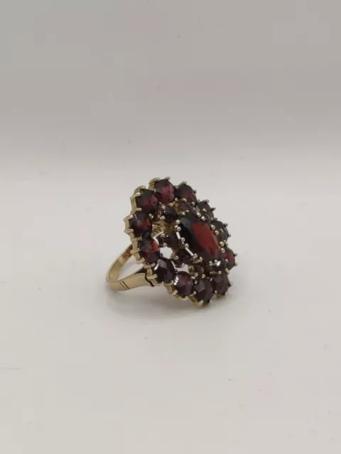 Granat Gelbgold Ring 333,Cocktail Ring, Vintage