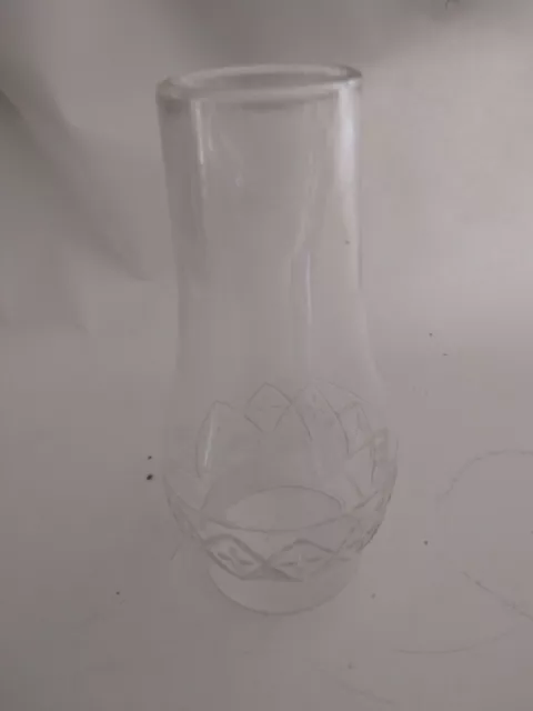 Diamond Pattern Miniature Glass Oil Hurrican Lamp Chimney Globe Shade 5" Height