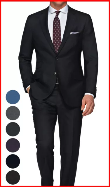 Mens Black Suits Custom Made Bespoke Tailored Italian Wool Bespoke Wedding Suits